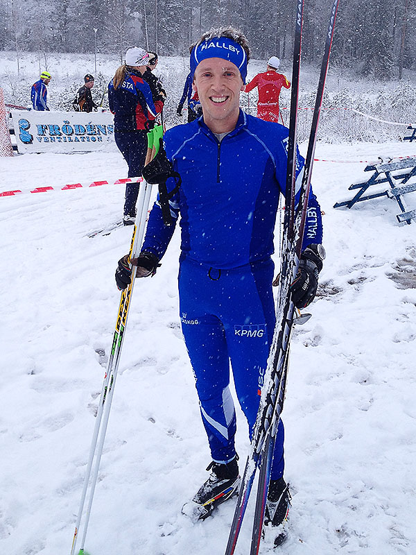 Efter målgång i Hallbyloppet.  Foto: Sara Erixon