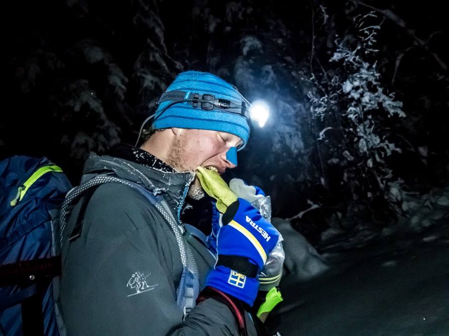 När vi lämnade Pelly Farm fick vi med oss Burritos. de smakade fantastiskt efter ett par timmar på skidorna. Foto: David Erixon